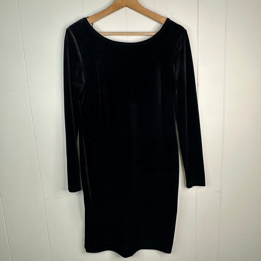 Banana Republic Velvet Dress Womens S Black Long Sleeve Bodycon Goth